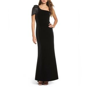 Eliza J Velvet One-Shoulder Gown